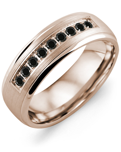 Men's & Women's Rose Gold + 9 Black Diamonds 0.27ct Wedding Band