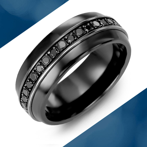 Black ceramic 2024 mens ring