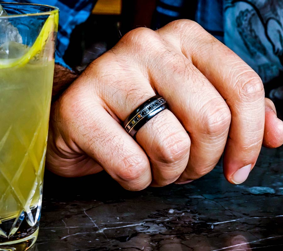 Black ceramic store wedding ring